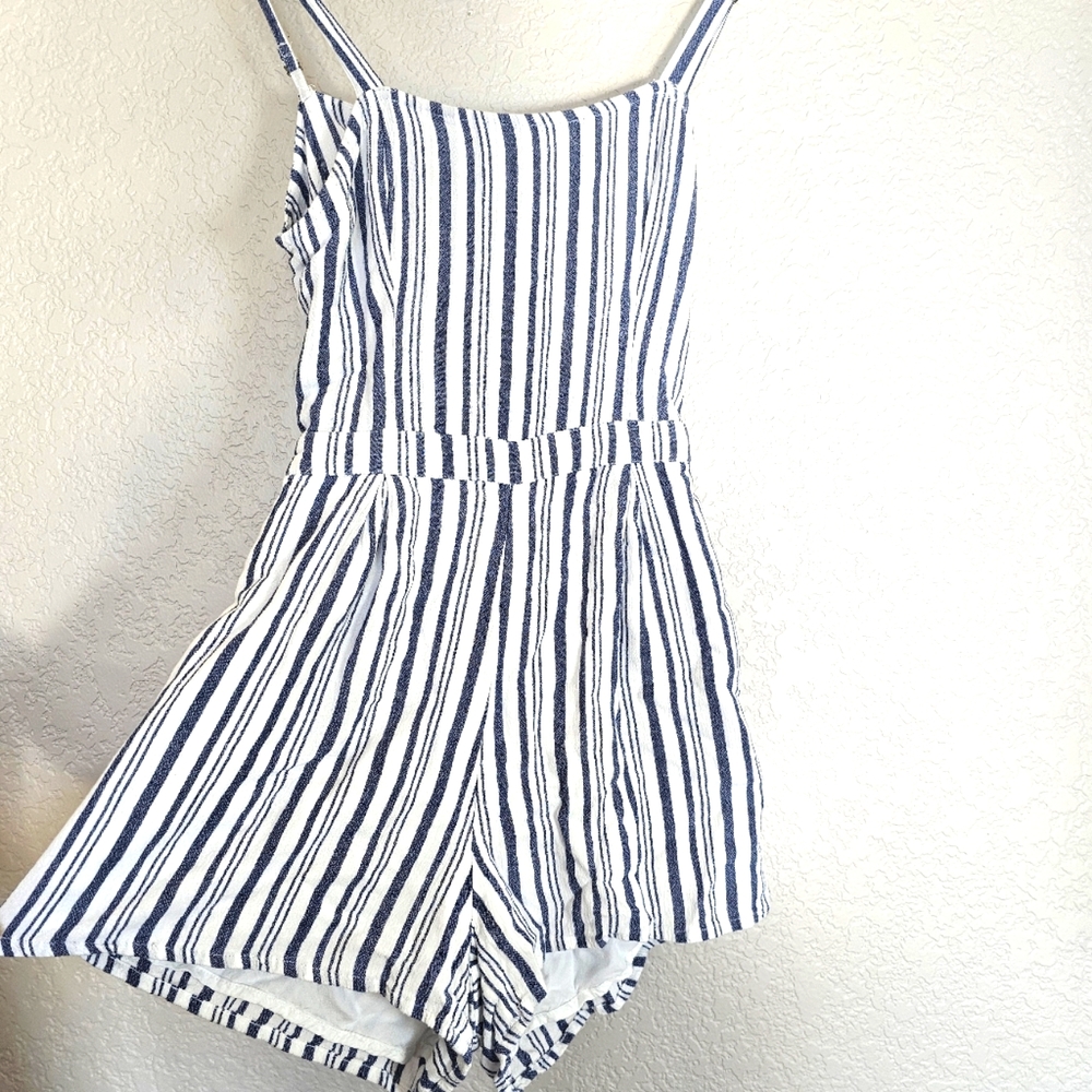 Hollister Womens XSmall Blue White Striped Boho Sleeveless Romper